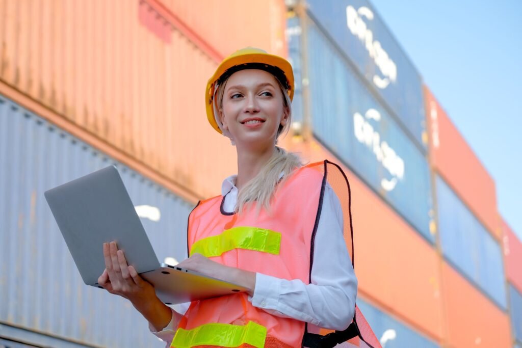 portrait of beautiful technician use laptop in fro 2023 11 27 04 51 39 utc