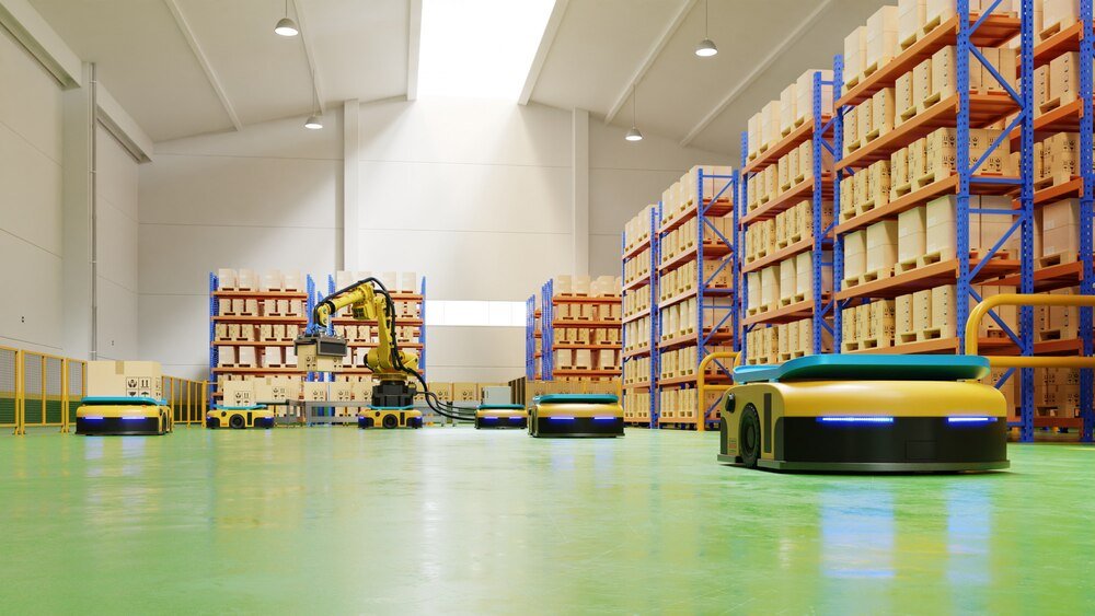 factory automation with agv robotic arm transportation increase transport more with safety 41470 1500